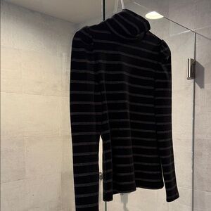 Black silver and copper Striped Turtleneck Sweater